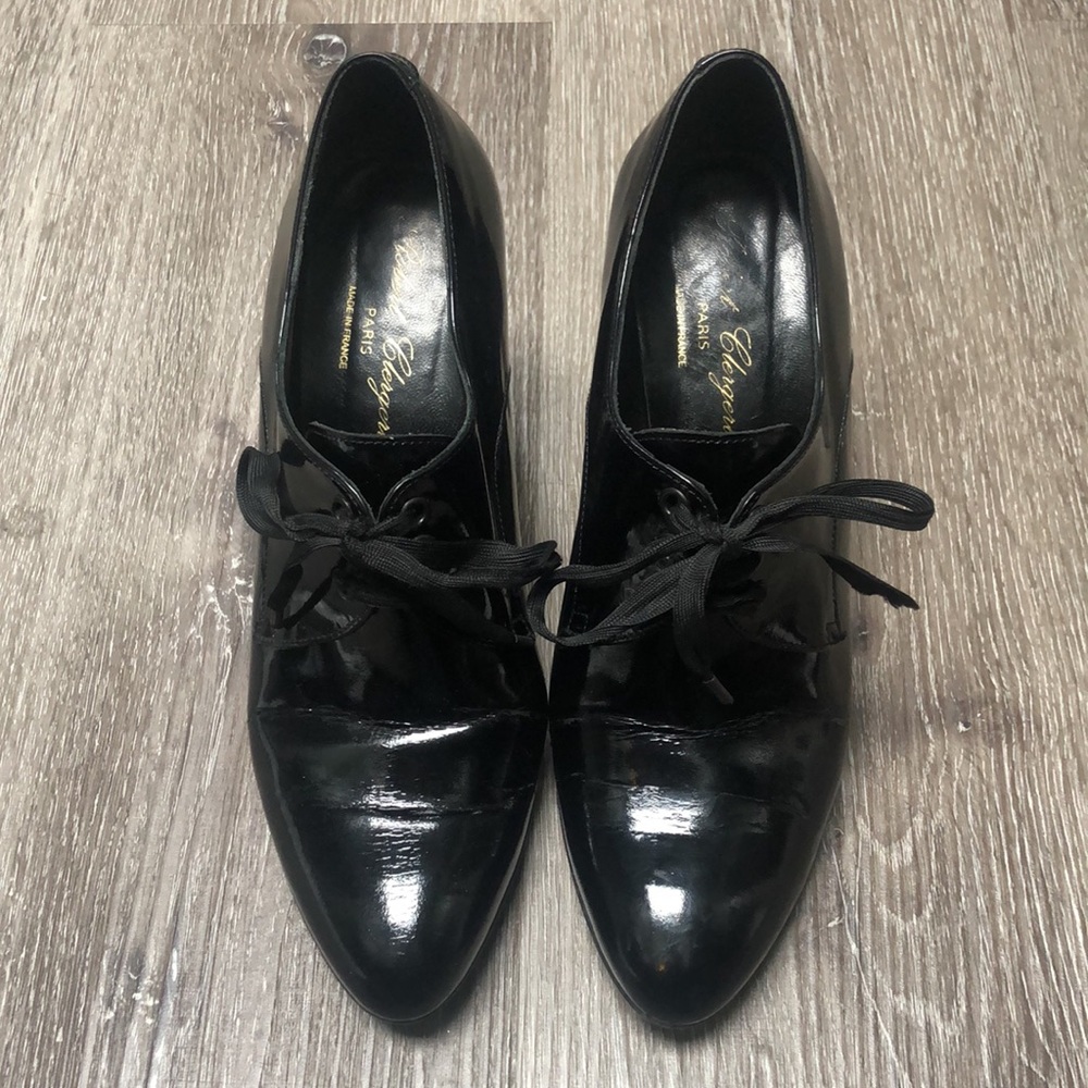 Robert Clergerie Patent Leather Oxford Lace-up Shoe Block Heel - Picture 2 of 12